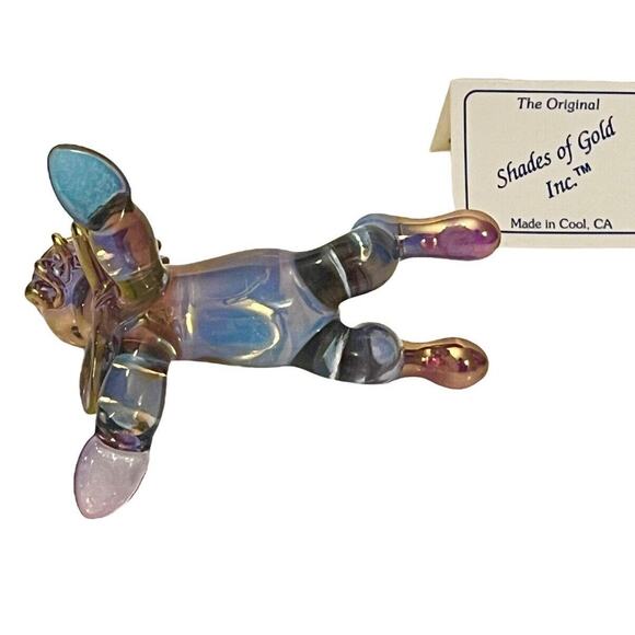 24k Shades Of Gold CLOWN FIGURINE 3" Art Glass One Of A Kind Sculpture + Tag - Picture 6 of 9